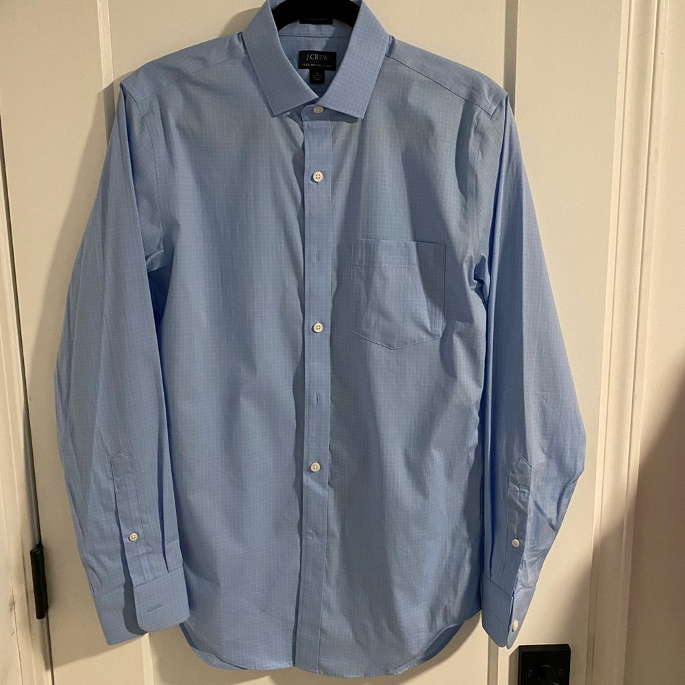 J.Crew Light Blue Check Button Down Dress Shirt
